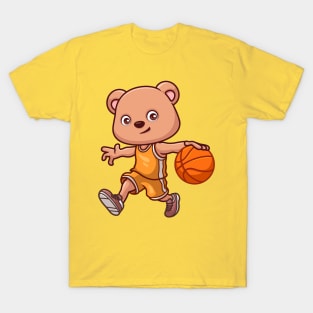 Basketball Bear Cute Cartoon T-Shirt